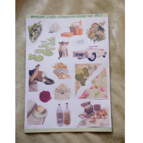 cottagecore sticker etiket (20 adet sticker) ajanda defter scrapbooking folklore