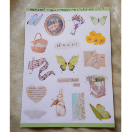 cottagecore sticker etiket kağıdı (17 adet sticker) ajanda defter scrapbooking folklore