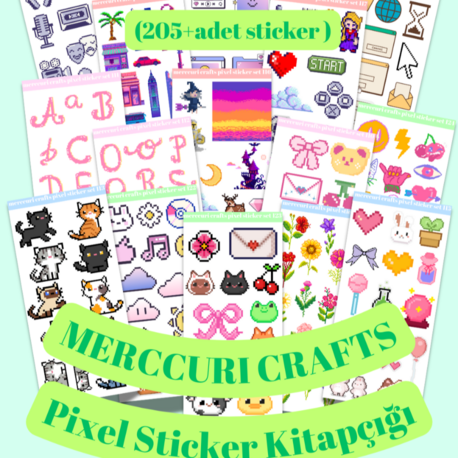Pixel Sticker Set - 205+ Adet Çıkartma - Scrapbook, Ajanda