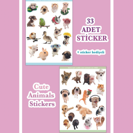  sevimli hayvan sticker seti (33 adet sticker) ikili meme komik ikili etiket defter scrapbooking