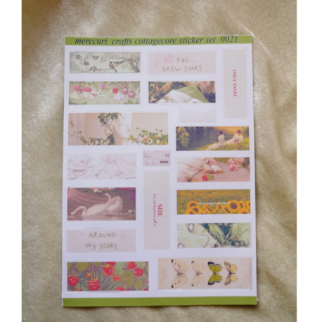 cottagecore sticker etiket kağıdı (18 adet sticker) ajanda defter scrapbooking folklore