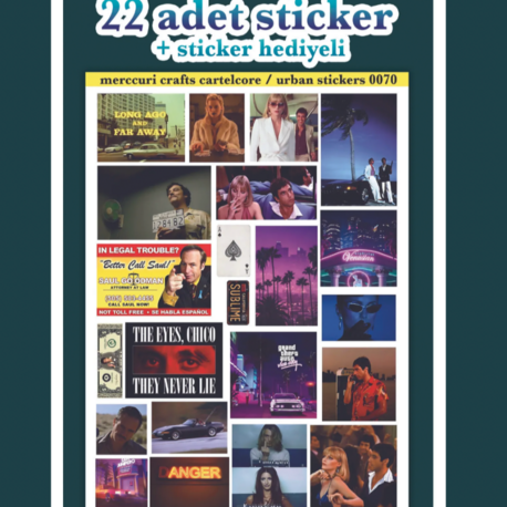  Cartelcore Estetik Sticker (22 Adet) Etiket Godfather Scarface GTA Defter Journal Süsleme