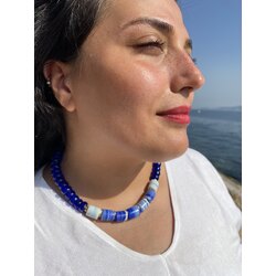 Fiji Lacivert Murano Cam Boncuk Kolye