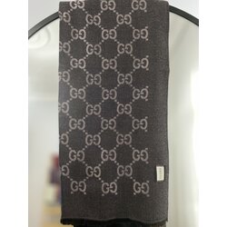 A Kalite İthal Gucci Çift Taraflı Yün İpek Şal (Antrasit)