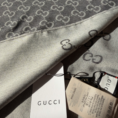 Gucci Çift Taraflı İthal A Kalite Yün İpek Şal