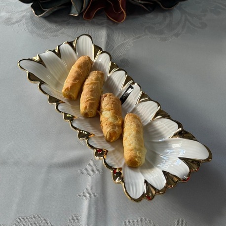 Flora Gold Dikdörtgen Sunum Tabak 32 Cm