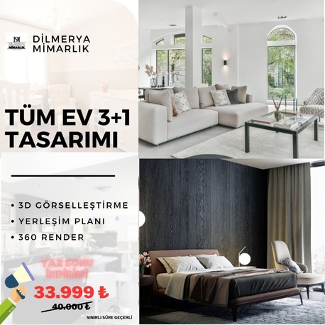 TÜM EV 3D TASARIMI 3+1 
