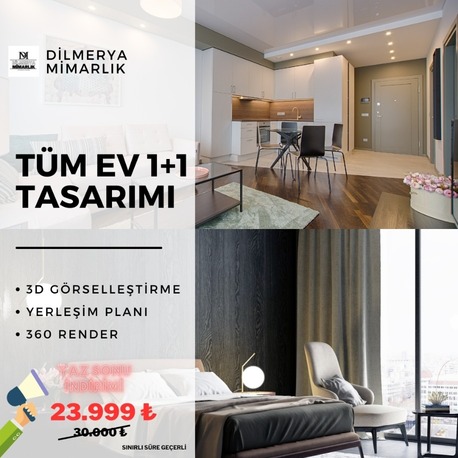 TÜM EV 3D TASARIMI 1+1