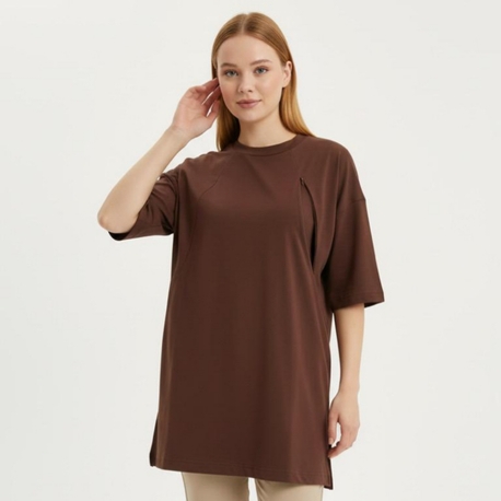 Oversize Pamuk Tişört (çikolata)