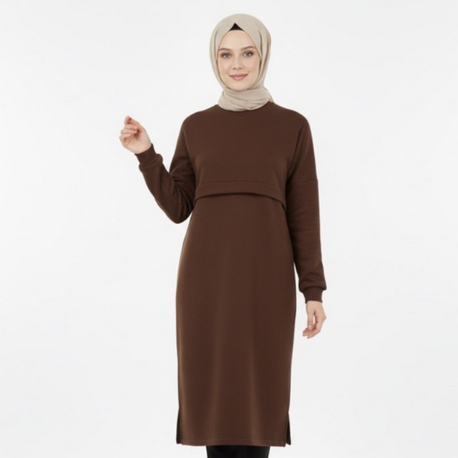 Oversize Tunik 100cm (Kahverengi) 