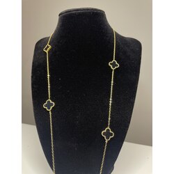 VAN CLEEF MODEL SİYAH SEDEFLİ ÇELİK KOLYE