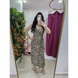 Leopar desen uzun elbise