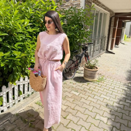 keten etek ikili takım pembe 