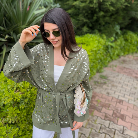 Keten payetli kimono