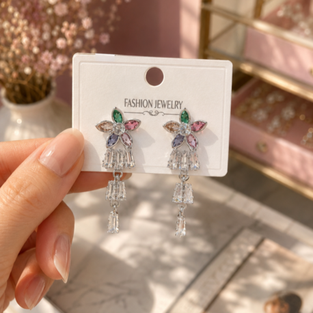 Flower Işıltı Küpe