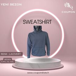LACİVERT ERKEK KAPŞONLU SWEATSHİRT 