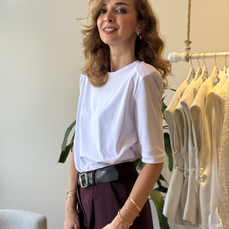 Vatkalı Beyaz Tshirt