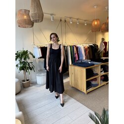 Poplin Midi Siyah Elbise