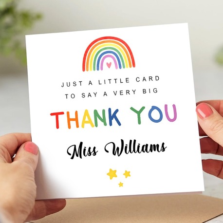Personalized Teacher Thank You Card, Rainbow Digital Download, Editable Appreciation Gift From Stude