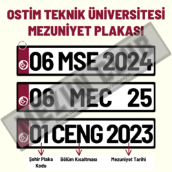 OSTİM TEKNİK ÜNİVERSİTESİ HATIRA DEKOR MEZUNİYET PLAKASI 