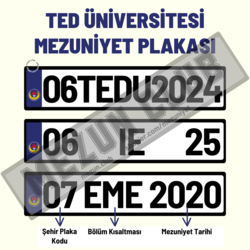 TED ÜNİVERSİTESİ HATIRA DEKOR MEZUNİYET PLAKASI 