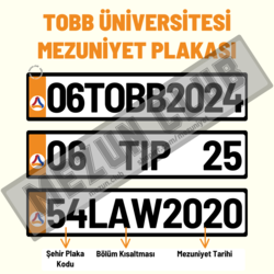 TOBB ÜNİVERSİTESİ HATIRA DEKOR MEZUNİYET PLAKASI 