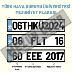 TÜRK HAVA KURUMU ÜNİVERSİTESİ HATIRA DEKOR MEZUNİYET PLAKASI 