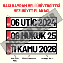 HACI BAYRAM VELİ ÜNİVERSİTESİ HATIRA DEKOR MEZUNİYET PLAKASI 