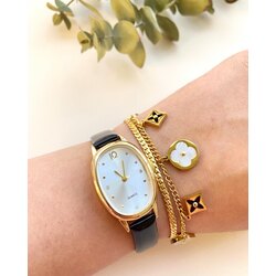 KOMBİN SET(Siyah gold saat-Çelik siyah yıldız charm bileklik)