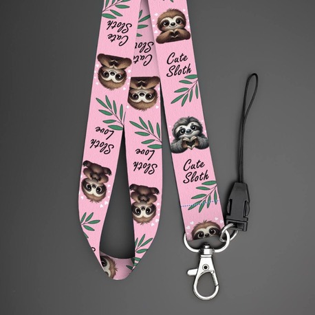 Cute Sloth Desenli Boyun Askı İpi – Yaka Kartı, Kimlik Askısı ve Telefon Aksesuarı