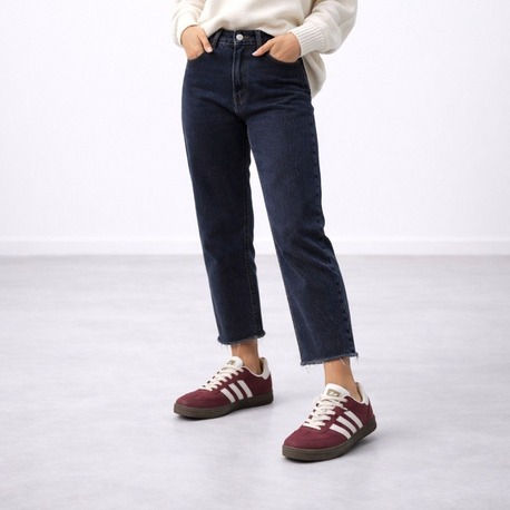 Kadın Bordo Beyaz Detaylı Günlük Sneaker Ayakkabı