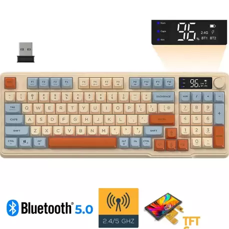 Freewolf M96 2.4g Bt5.0 Çift Bağlantılı Tft Led Ekranlı Reinbow Gaming Oyuncu Klavye