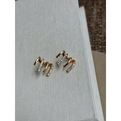 Dörtlü Gold Çelik Küpe