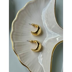 Gold Çelik Yarım Halka Küpe