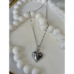 Silver Asimetrik Kalp Kolye