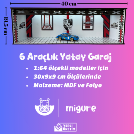 1:64 Ölçekli 6 Araçlık Yatay Otopark 1 Adet