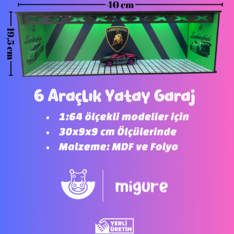 1:64 Ölçekli 6 Araçlık Yatay Otopark 1 Adet