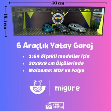 1:64 Ölçekli 6 Araçlık Yatay Otopark 1 Adet