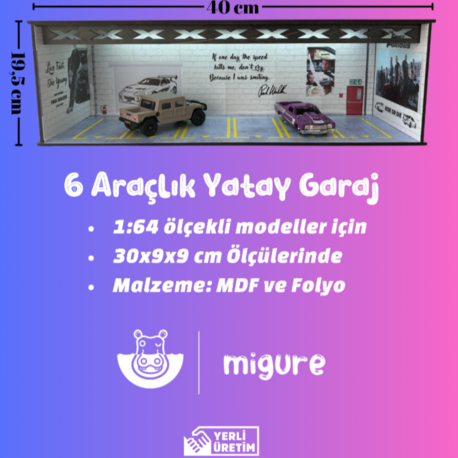 1:64 Ölçekli 6 Araçlık Yatay Otopark 1 Adet