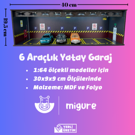 1:64 Ölçekli 6 Araçlık Yatay Otopark 1 Adet