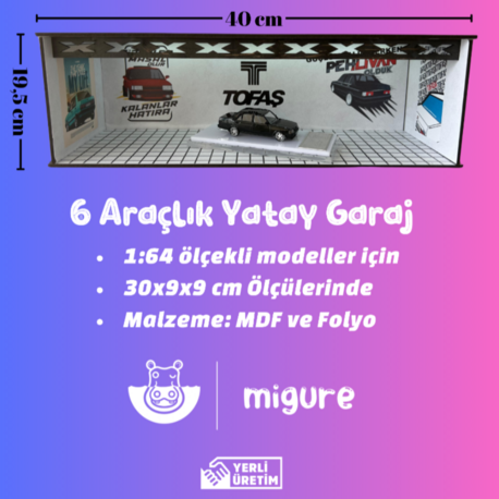 1:64 Ölçekli 6 Araçlık Yatay Otopark 1 Adet