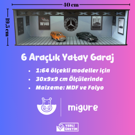 1:64 Ölçekli 6 Araçlık Yatay Otopark 1 Adet