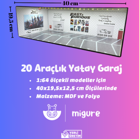 1:64 Ölçekli 20 Araçlık Yatay Otopark 1 Adet