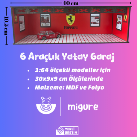 1:64 Ölçekli 6 Araçlık Yatay Otopark 1 Adet