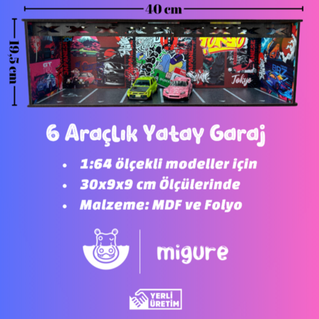 1:64 Ölçekli 6 Araçlık Yatay Otopark 1 Adet