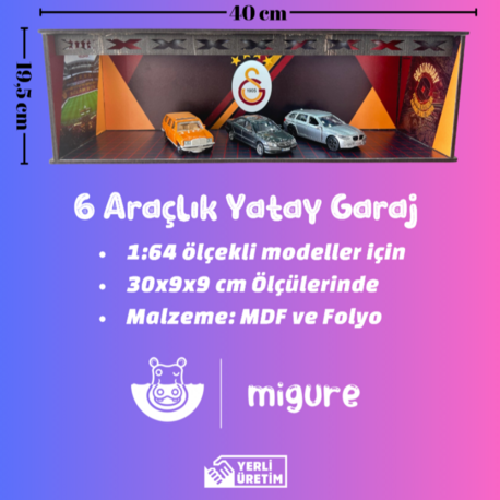 1:64 Ölçekli 6 Araçlık Yatay Otopark 1 Adet