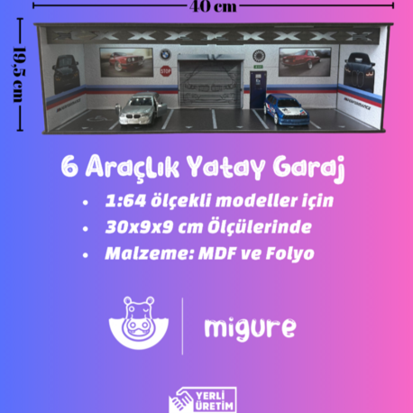 1:64 Ölçekli 6 Araçlık Yatay Otopark 1 Adet