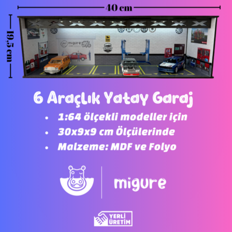1:64 Ölçekli 6 Araçlık Yatay Otopark 1 Adet