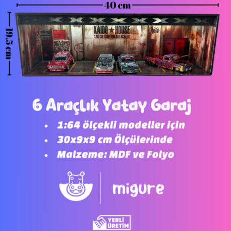 1:64 Ölçekli 6 Araçlık Yatay Otopark 1 Adet