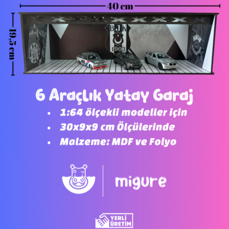 1:64 Ölçekli 6 Araçlık Yatay Otopark 1 Adet